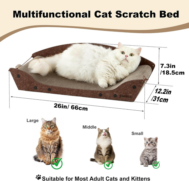 Kratzbrett für Katzen, 66cm - grosses Katzenkratzbretter aus hochwertiger Pappe, Katzenkratzpads mit