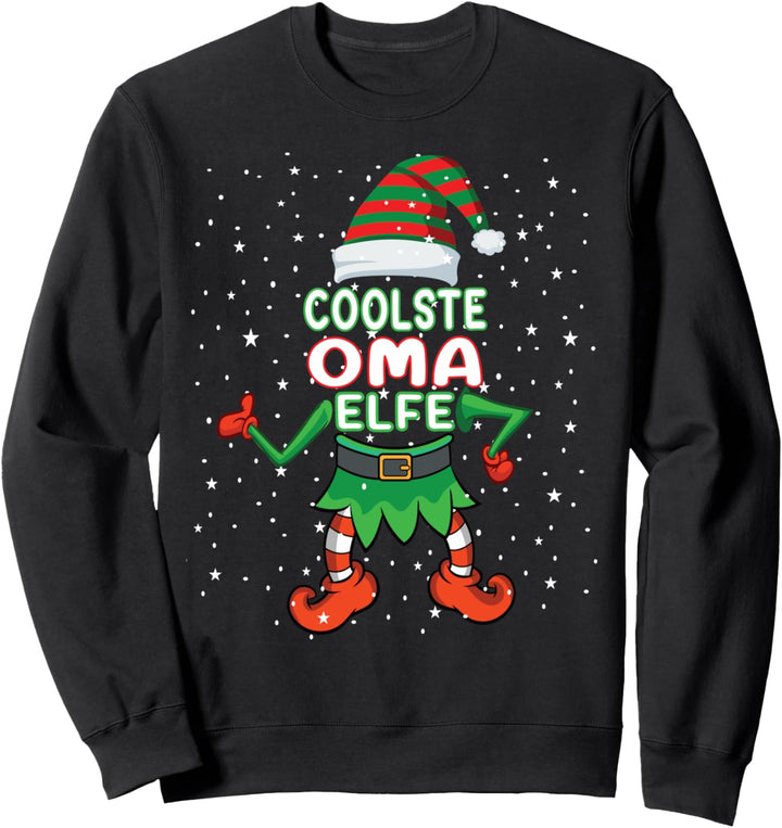Oma Elfe Outfit Weihnachten Familie Elf Christmas Damen Sweatshirt
