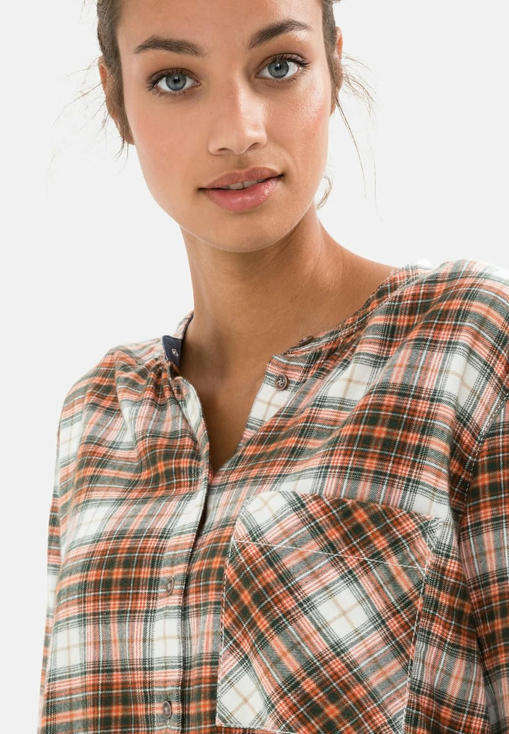 camel active Damen Karobluse mit Rundhalskragen XS Orange, XS Orange