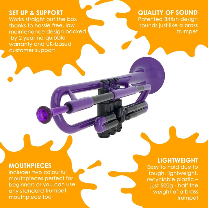 pTrumpet 700629 Trompete mit Tasche und Mundstück violett, violett