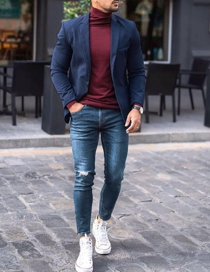 COOFANDY Herren Sportlich Freizeit Blazer Business Sakko Anzugjacke 1 Knöpfe Einfarbig Regular Fit B