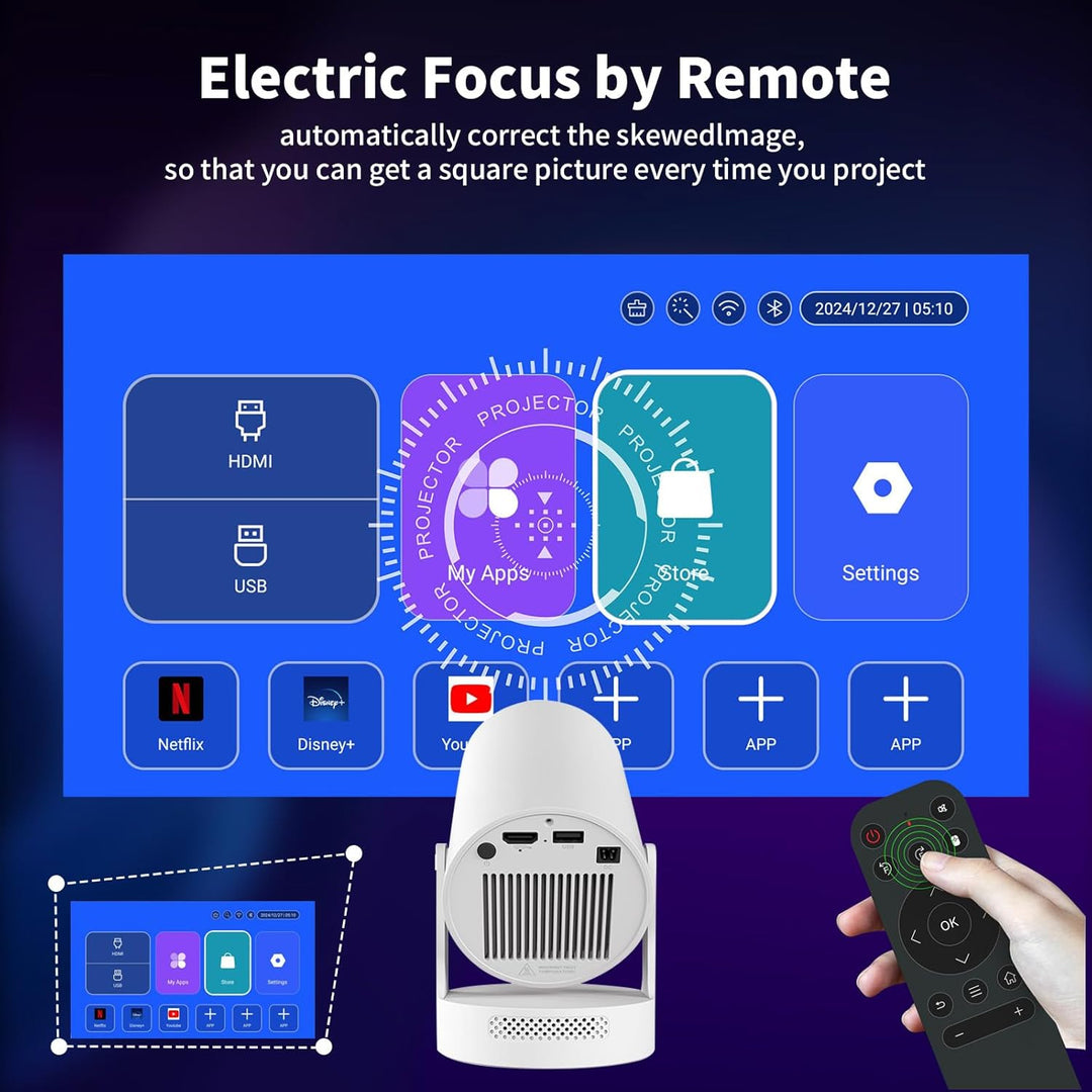 Mini Beamer, 4K 1080P Tragbarer Mini Projektor, Ausgestattet mit Bluetooth 5.4, HDMI-Schnittstelle,