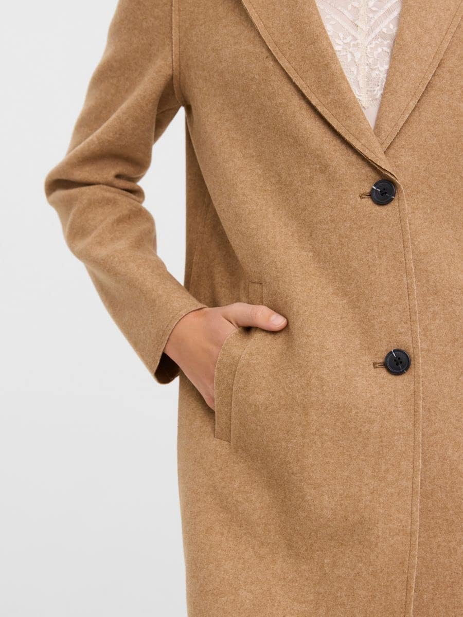 VERO MODA female Jacke VMPAULA Mantel S Tobacco Brown/Detail:MELANGE, S Tobacco Brown/Detail:MELANGE