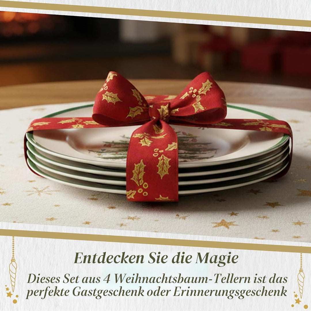 Spode Christmas Tree 25,4 cm Essteller-Set mit 4 Stück – Geschirr im Weihnachtsdesign (grün)