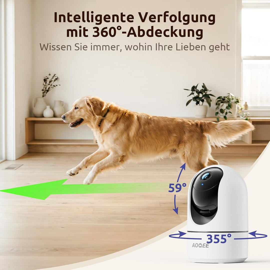 AOQEE 2K Überwachungskamera Innen - 2,4 &amp; 5 GHz Babyphone mit Kamera Überwachung Innen WLAN, Hundeka