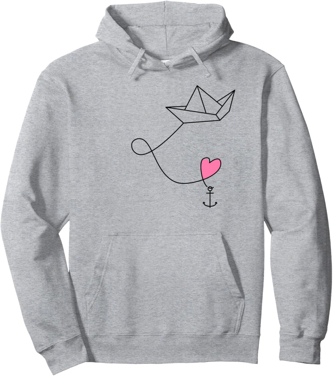 Papierschiffchen im Meer Anker Papierboot Pullover Hoodie