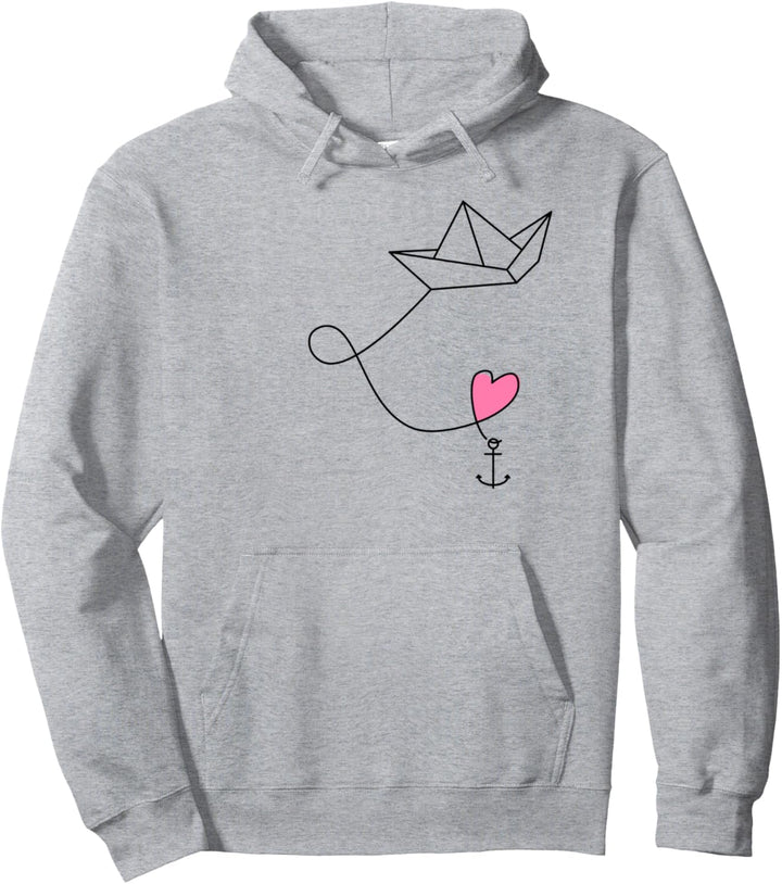Papierschiffchen im Meer Anker Papierboot Pullover Hoodie