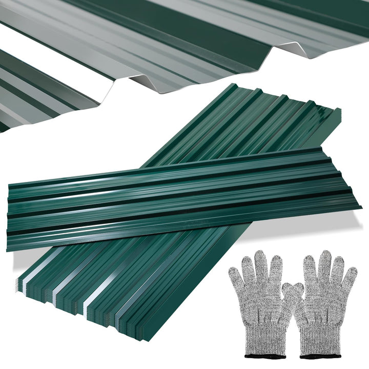 12x Trapezblech Profilblech Wellblechplatten für Dach 129cm x 46cm / 7 m² Montagehandschuhe Trapezbl