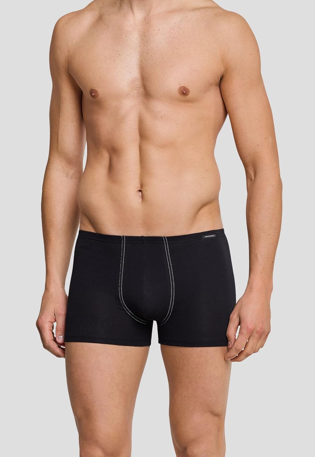 Schiesser Herren 2 PACK Boxershorts mit weichem Bund - Essentials S 4 X Schwarz, S 4 X Schwarz