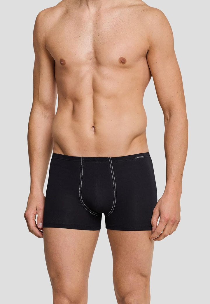 Schiesser Herren 2 PACK Boxershorts mit weichem Bund - Essentials S 4 X Schwarz, S 4 X Schwarz
