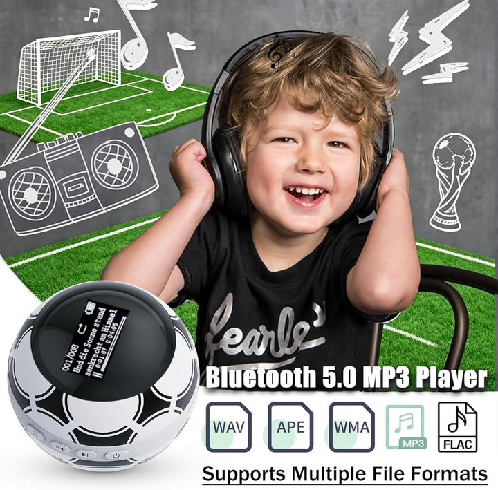 64 GB MP3 Player Kinder, MP3 Player Bluetooth 5.0, Mini Fussball Musik Player mit Kopfhörer, mp3-pla