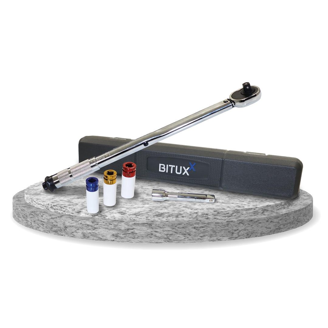 Bituxx® Drehmomentschlüssel Set 1/2" 40-210 Nm Ratsche Drehmoment Schlüssel inkl Felgenschutz Schlag