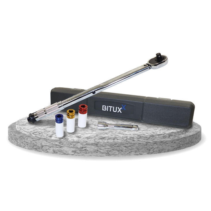 Bituxx® Drehmomentschlüssel Set 1/2" 40-210 Nm Ratsche Drehmoment Schlüssel inkl Felgenschutz Schlag