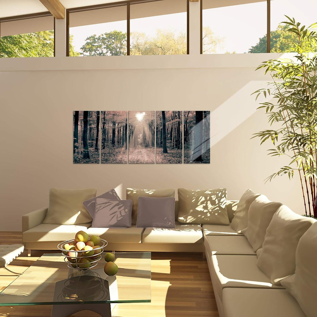 Runa Art Bild Wald Landschaft Wandbilder auf Vlies Leinwand 5 Teilig Wanddekoration Schlafzimmer Woh