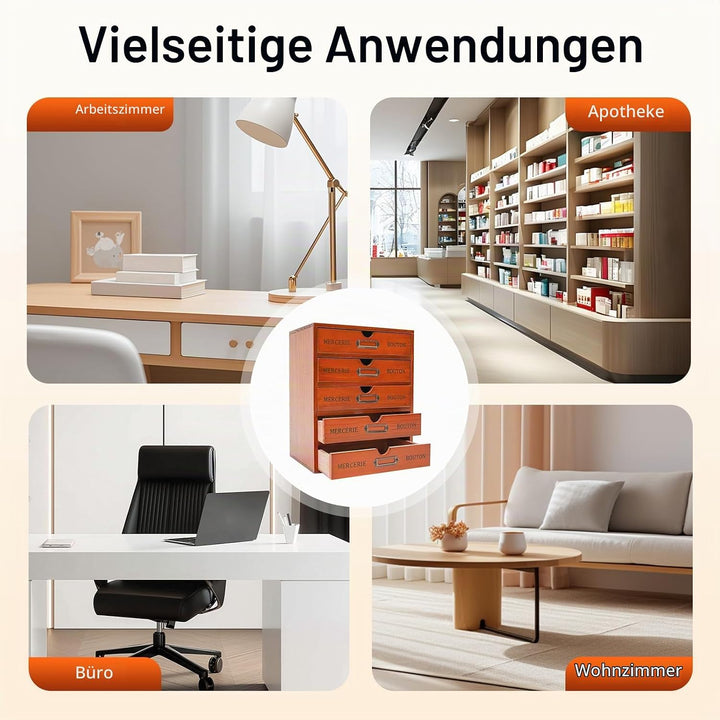 Desktop Schubladenbox Holz 5 Schubladen Kommode Französischen Vintage Stil Schubladencontainer Ablag