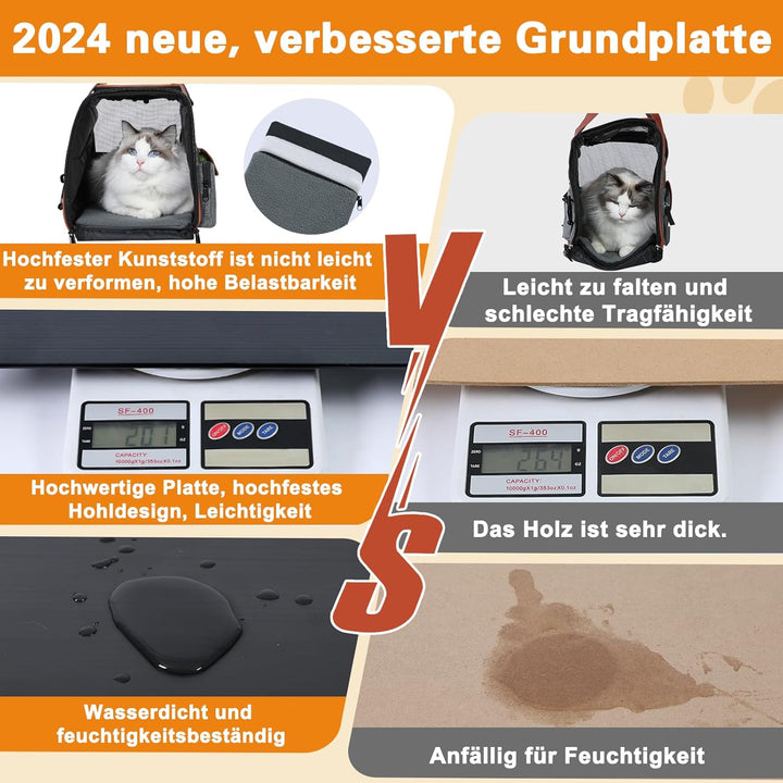 COMSLE Faltbare Transporttasche für Katze Hunde bis 7 kg L（50x28x30cm） Dunkelgrau, L（50x28x30cm） Dun