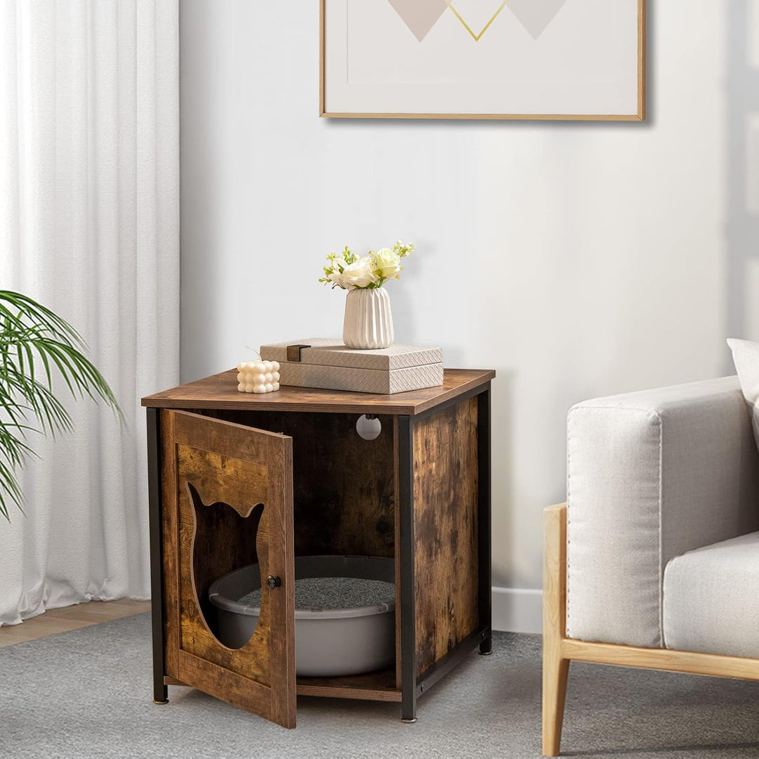 COSTWAY 2 Pack Katzenschrank, Katzenklo Schrank, Katzentoilette mit Tür & Eingang, Katzenhaus Beiste