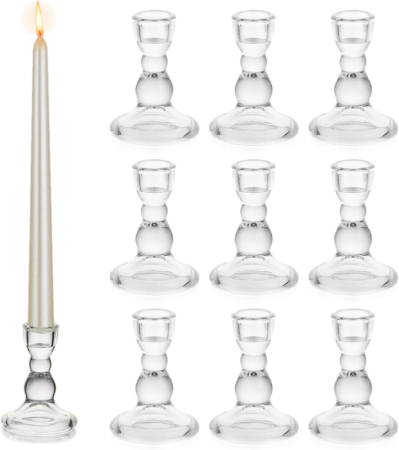 Glasseam Kerzenhalter Stabkerze Glas Kerzenständer Stabkerzen, 10 Stück Stabkerzenhalter Weihnachten