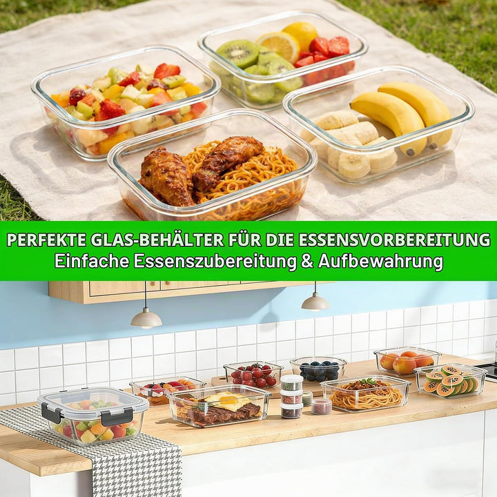 Brotdosen Glasbehälter mit Deckel,Glas Frischhaltedosen Set 20-teilig (10 Behälter &amp; 10 Deckel) BPA-