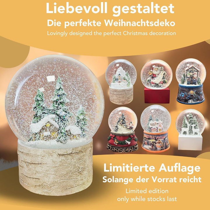 Schneekugel Weihnachten | Hüttenzauber | Landhaus | B: 10cm | 20327 Holz Hütte, Holz Hütte