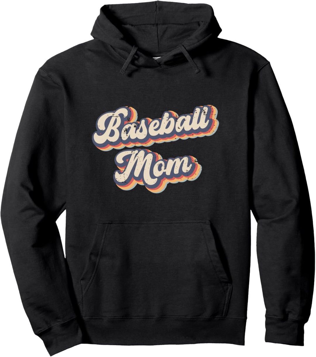 Baseball Mom Vintage Rainbow Pullover Hoodie