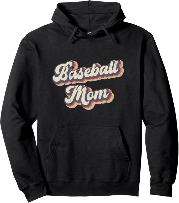 Baseball Mom Vintage Rainbow Pullover Hoodie