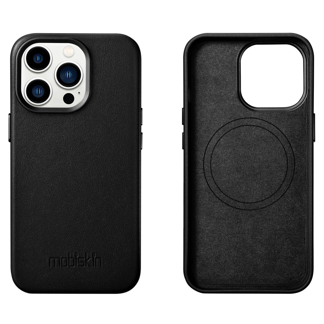 Mobiskin Hülle kompatibel mit Apple iPhone 14 PRO (6,1 Zoll), Handyhülle mit echtem Leder, Case, Sch