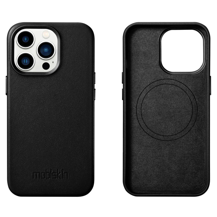 Mobiskin Hülle kompatibel mit Apple iPhone 14 PRO (6,1 Zoll), Handyhülle mit echtem Leder, Case, Sch