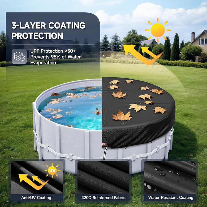 LXKCKJ Runde Poolabdeckung für oberirdische Pools- Lagertank Poolabdeckung mit Kordelzug Design-Whir