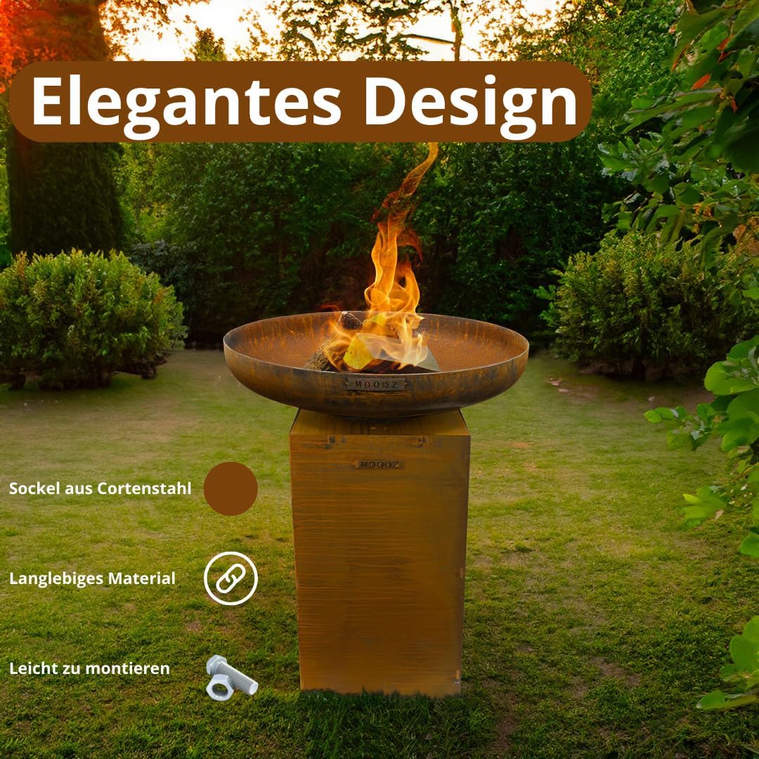 MOODZ Outdoor Living Sockel für Feuerschale zu Ø100 cm - Sockel von Cortenstahl - Design-Sockel für