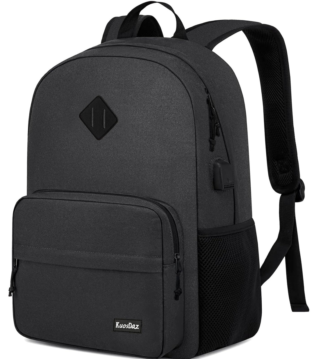 Schwarzer Rucksack für Schule Teens Jungen Mädchen, leichte Casual Rucksäcke für Männer und Frauen,