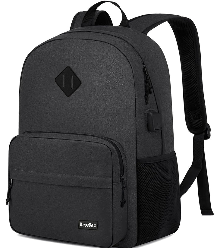 Schwarzer Rucksack für Schule Teens Jungen Mädchen, leichte Casual Rucksäcke für Männer und Frauen,