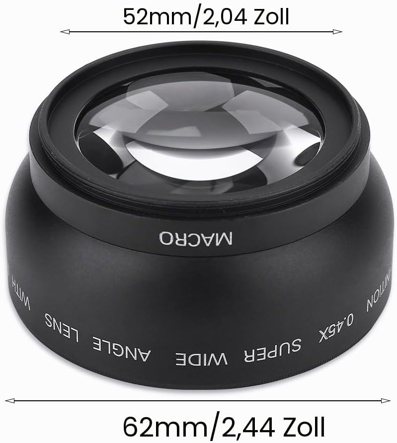 143 Weitwinkel-Objektiv 52 mm 0,45 x, Universal-Konvertierungsobjektiv 52 mm für Fotoapparate/Canon/