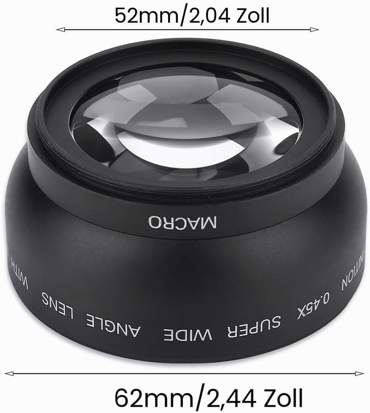 143 Weitwinkel-Objektiv 52 mm 0,45 x, Universal-Konvertierungsobjektiv 52 mm für Fotoapparate/Canon/