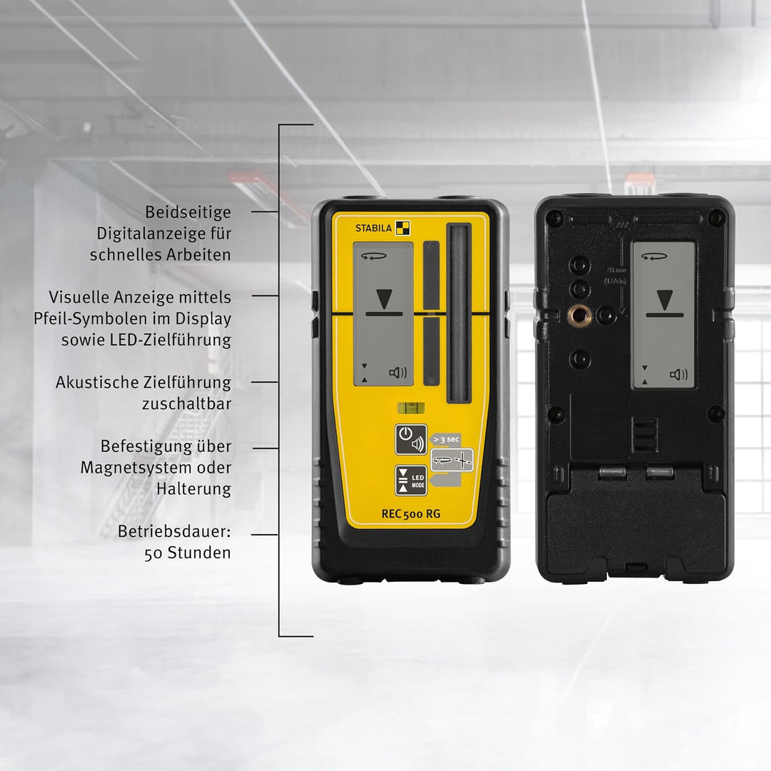 STABILA Empfänger REC 500 RG, Receiver für Rotations- und Linienlaser, für rote und grüne Laserstrah