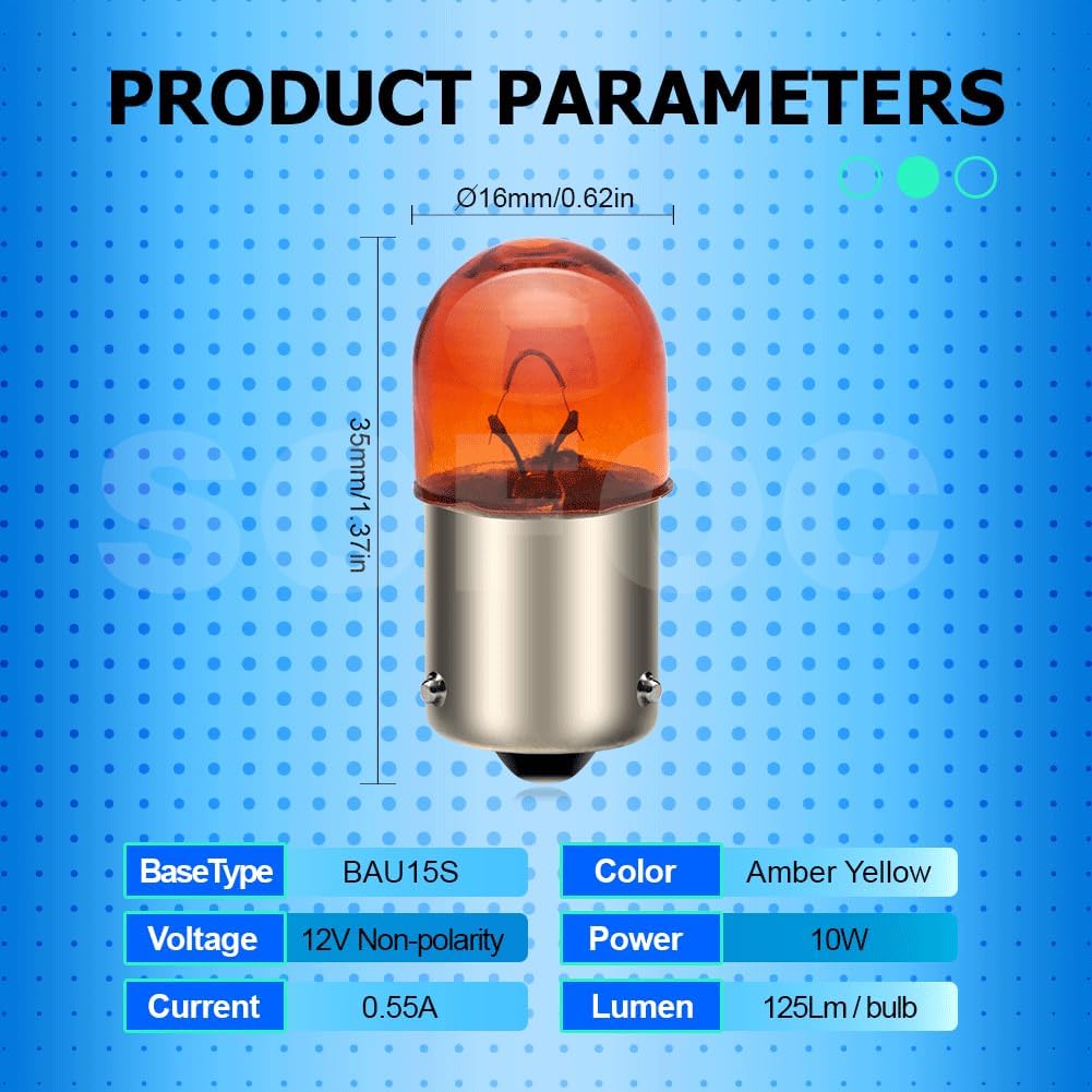 SOFOC BAU15S PY21W Lampe Amber Gelb T16 12V 10W für Auto/Motorrad Blinker Seitenmarkierungsleuchte .