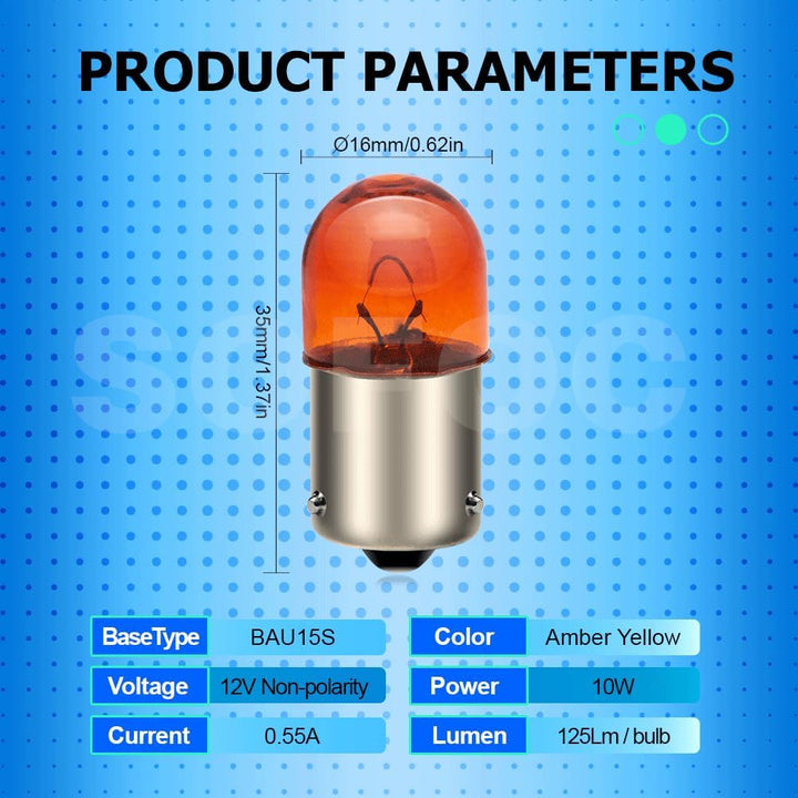 SOFOC BAU15S PY21W Lampe Amber Gelb T16 12V 10W für Auto/Motorrad Blinker Seitenmarkierungsleuchte .