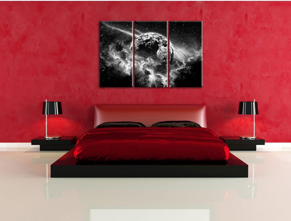 Pixxprint Planet Erde als Leinwandbild/Grösse: 3 Teilig (120x80) cm/Wandbild/Kunstdruck/fertig bespa