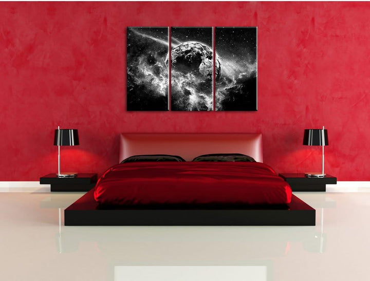 Pixxprint Planet Erde als Leinwandbild/Grösse: 3 Teilig (120x80) cm/Wandbild/Kunstdruck/fertig bespa