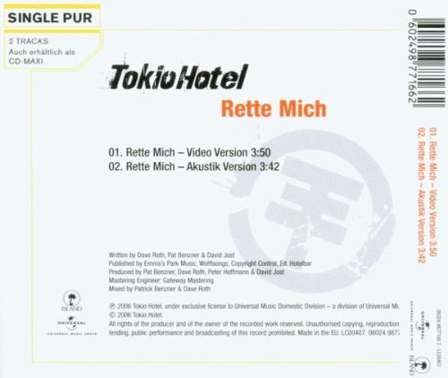 Rette Mich (2-Track), Audio-CD