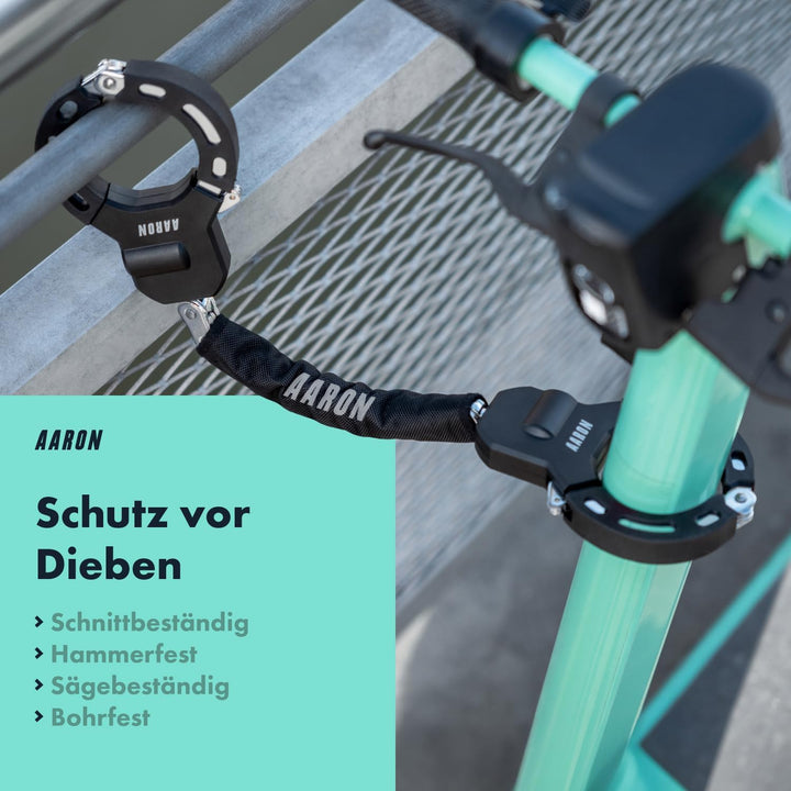 AARON Handschellenschloss für E-Scooter - Hochsicherheits-Design - Flexibles Fahrradschloss mit Stah