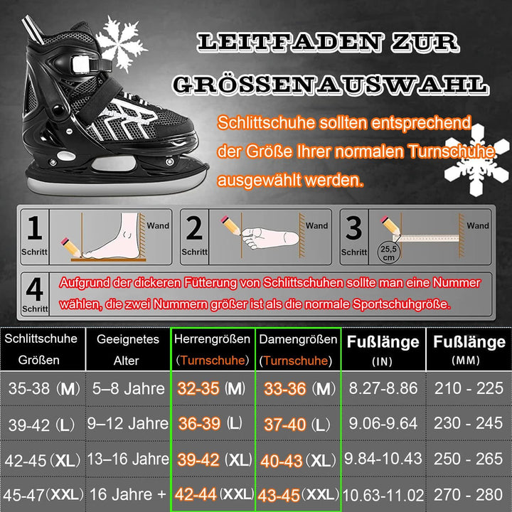 XIUWOUG Verstellbar Eishockey Schlittschuhe für Herren Damen Erwachsene Kinder, Edelstahl Ice Skates