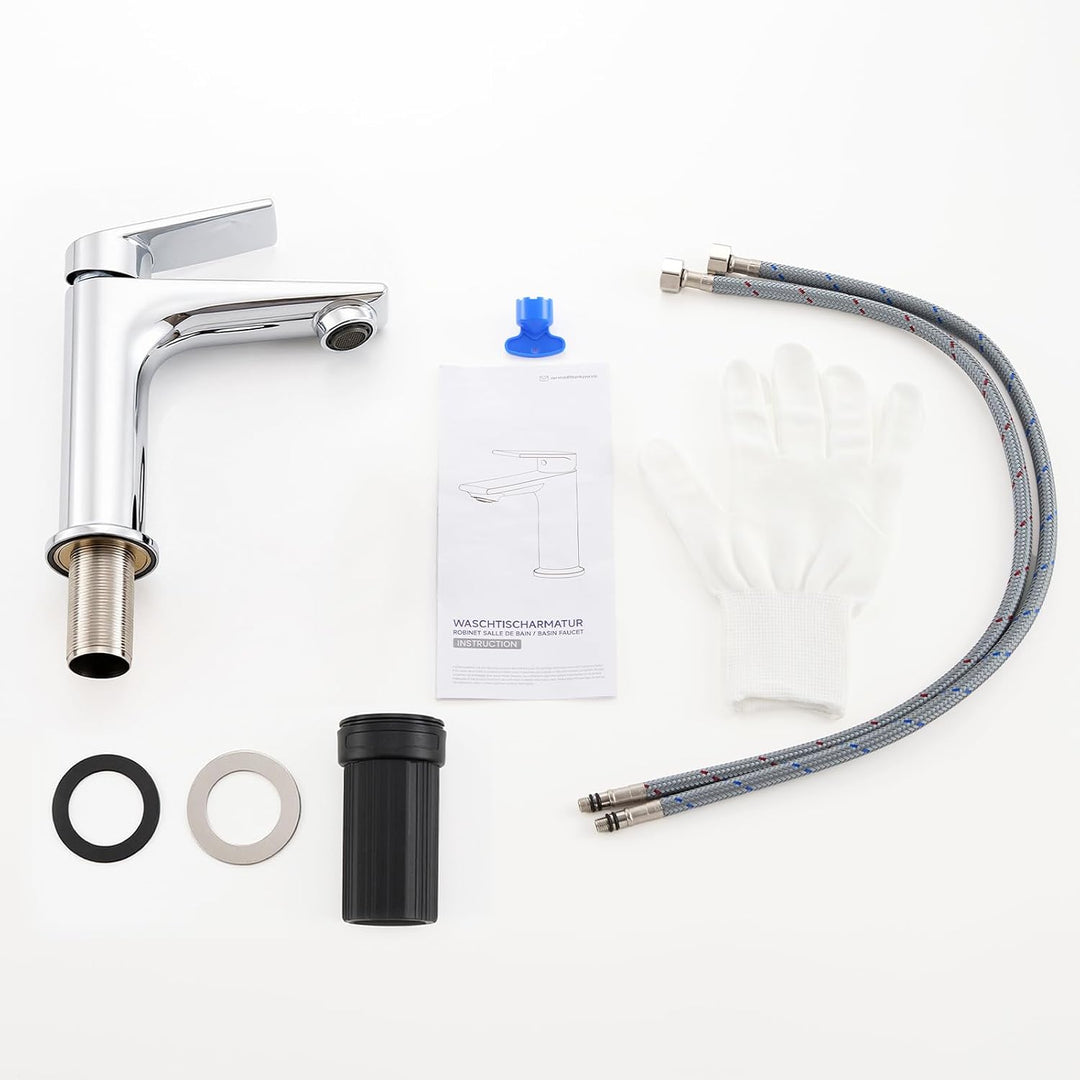 CECIPA Wasserhahn Bad, Bleifreie Waschtischarmatur mit Auslaufhöhe 11cm | Abnehmbarer Strahlregler m
