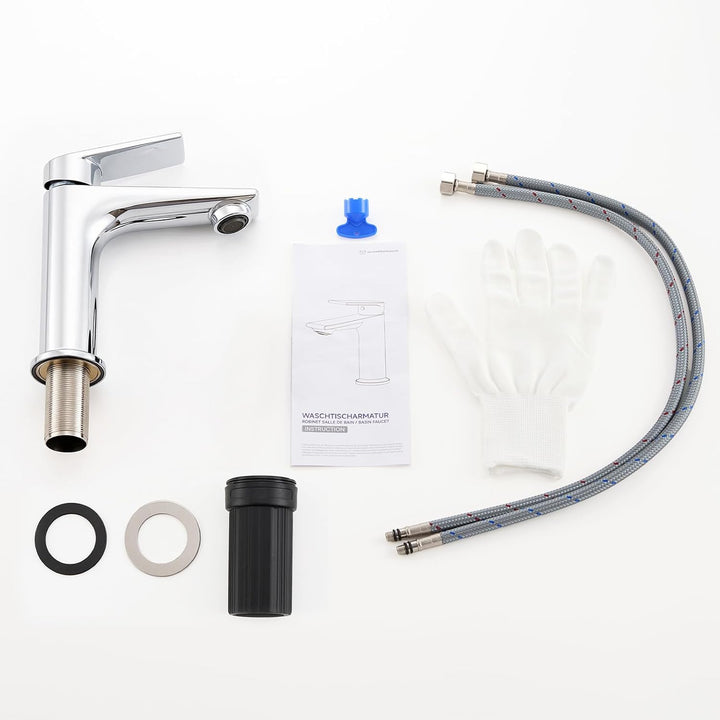 CECIPA Wasserhahn Bad, Bleifreie Waschtischarmatur mit Auslaufhöhe 11cm | Abnehmbarer Strahlregler m