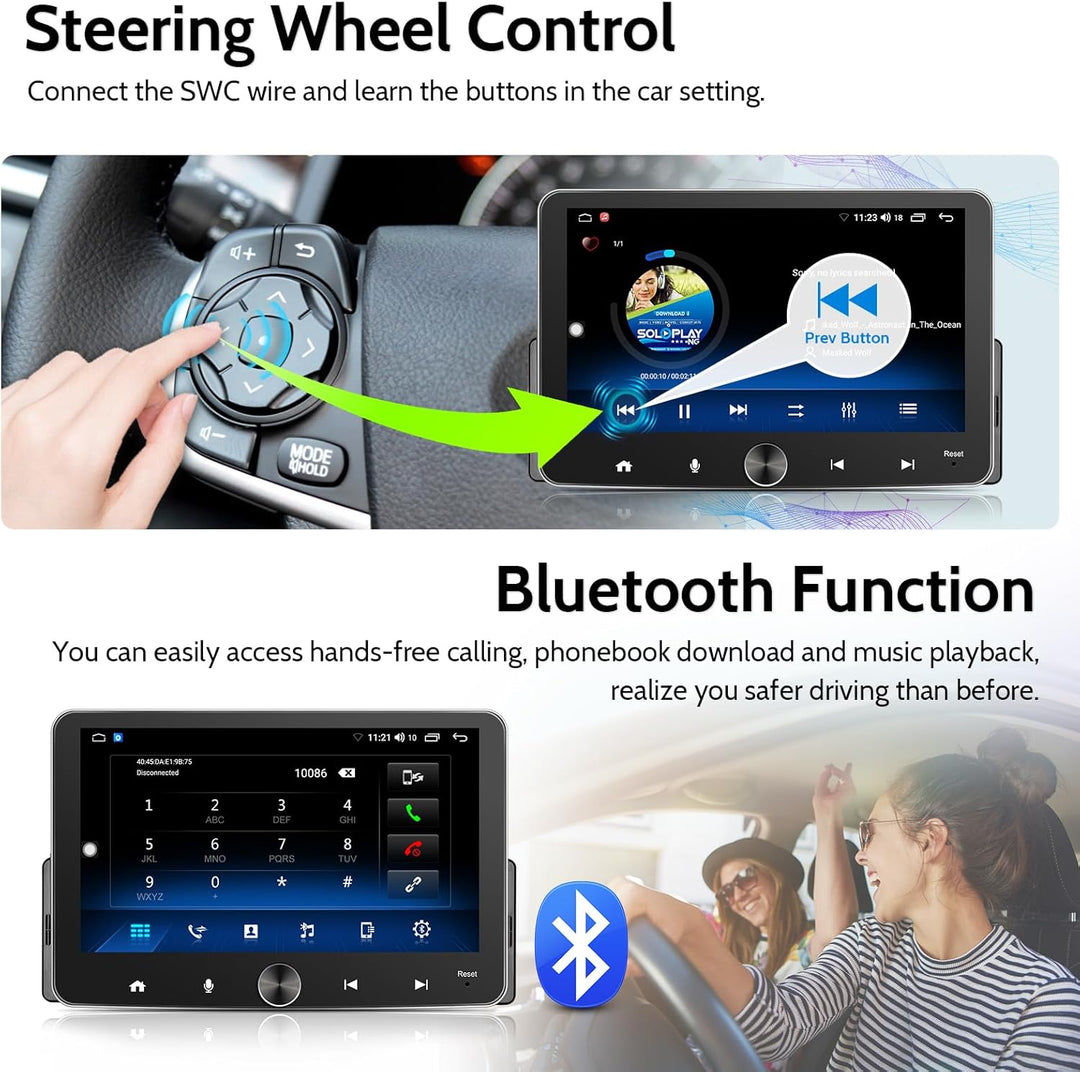 Android Autoradio 1 Din mit Bildschirm, 7 Zoll Wireless CarPlay Android Auto Radio Touch Display 64G