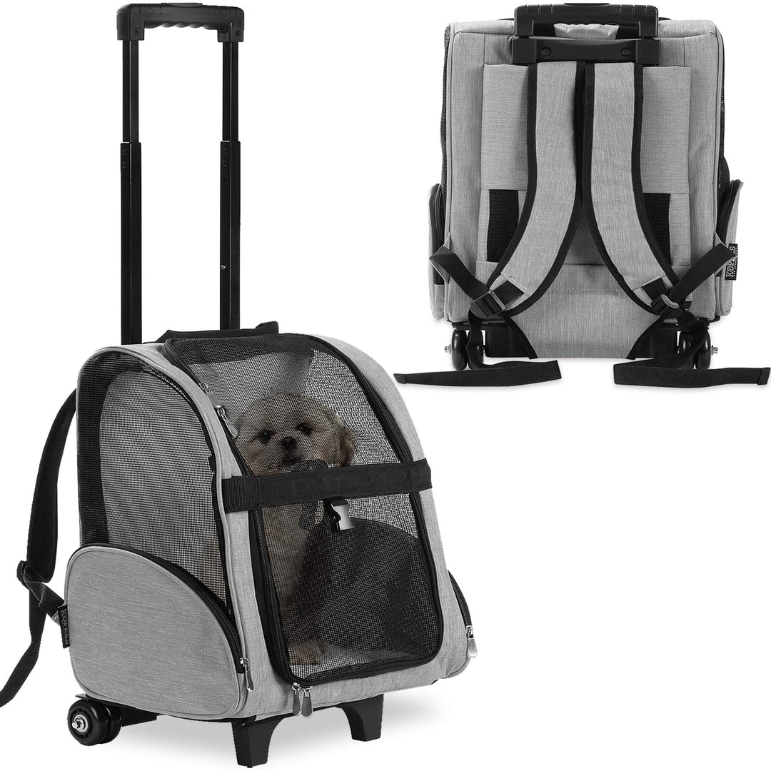 KOPEKS Deluxe-Rucksack/Reisetasche für Haustiere mit Doppelrollen, Large, grau grau L 39 x B 32 x H