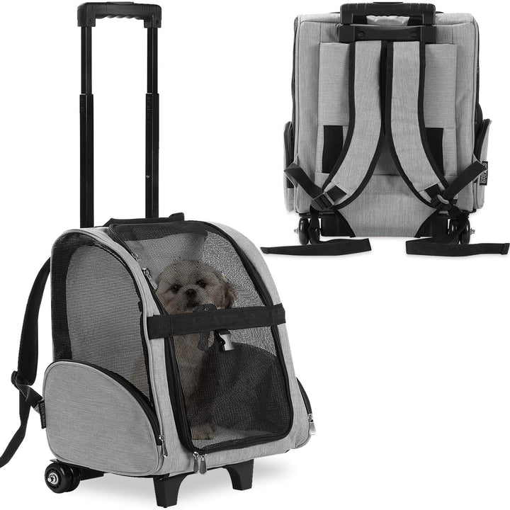 KOPEKS Deluxe-Rucksack/Reisetasche für Haustiere mit Doppelrollen, Large, grau grau L 39 x B 32 x H