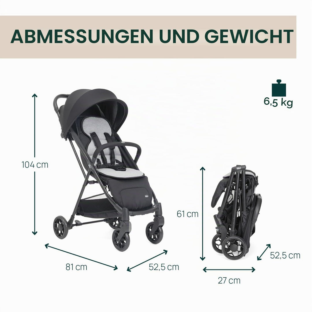 Chicco Kinderwagen Taormina, Ab Geburt bis 22 Kg, Praktisch und leicht, Zusammenklappbarer Buggy, Ki