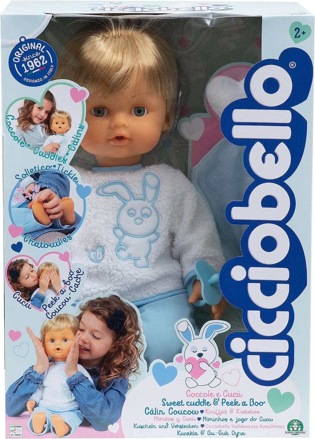 Cicciobello, Umarmung Kuckuck, Puppe, 42 cm, weicher Körper, Kuscheln, Kitzeln und Kätzchen, 1 Schnu