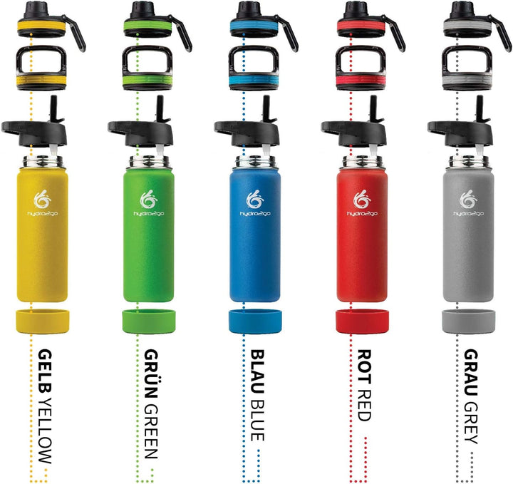 hydro2go ® Trinkflasche aus Edelstahl 500 ml / 0.5 Liter - für Kinder, Schule, Sport, Fitness & Outd